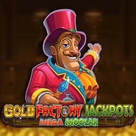 Gold Factory Jackpots Mega Moolah by Aurum Signature Studios, showcased at azurslot-casino.net – game logo